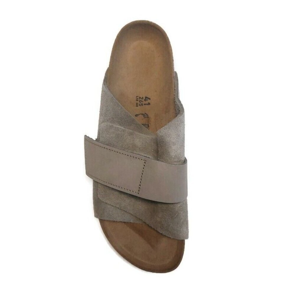 Birkenstock Kyoto Nubuck Suede Leather Sandals Womens 10 Mens 8 Taupe - Picture 3 of 10